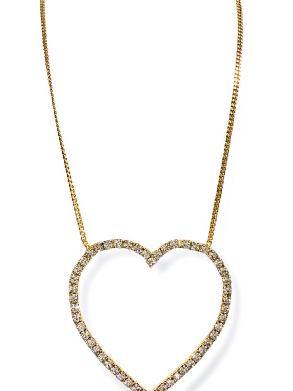 TOVA Open Heart Pavé Pendant Necklace in Gold